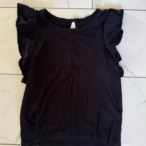 Pact Women’s 100% Organic Cotton Black Ruffle Sleeve Top